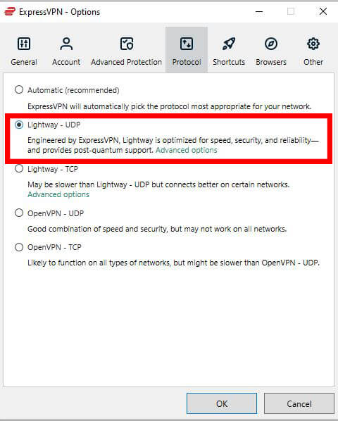 ExpressVPN Protocol Settings