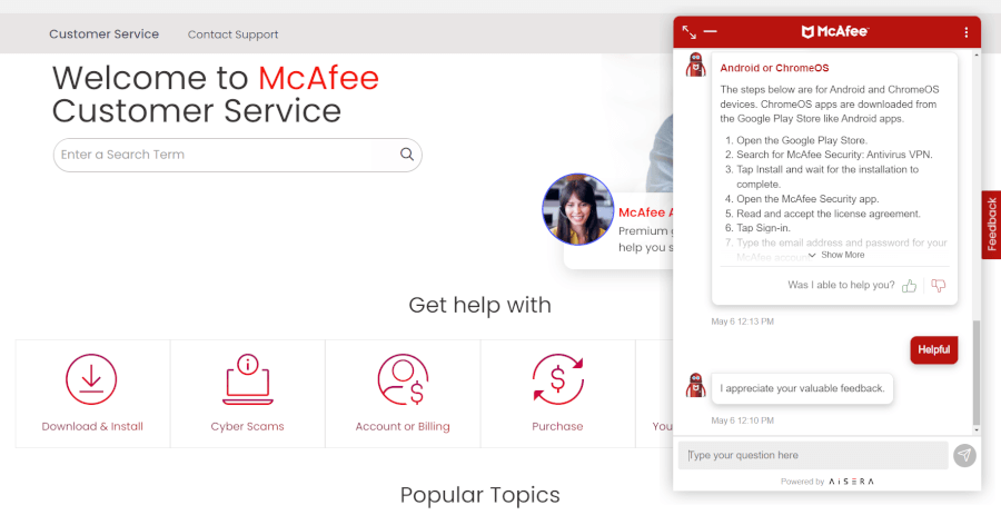 McAfee help center