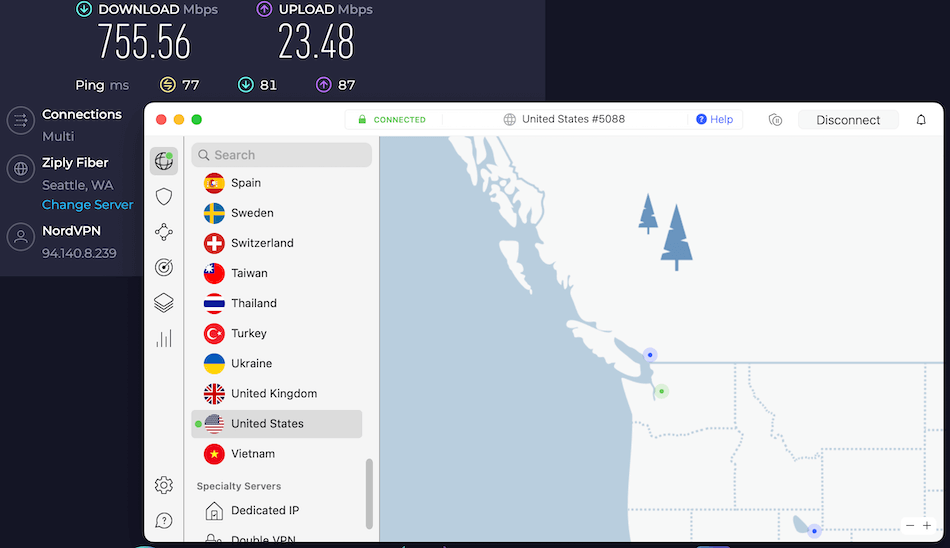 NordVPN fastest VPN speed test