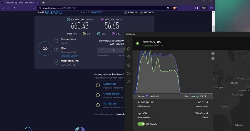 IPVanish speed test