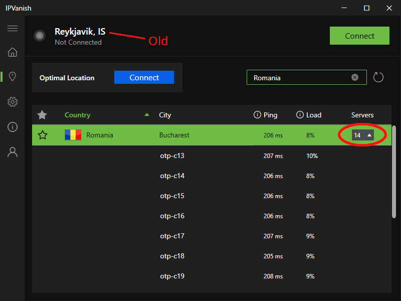 IPVanish Choose VPN server locations