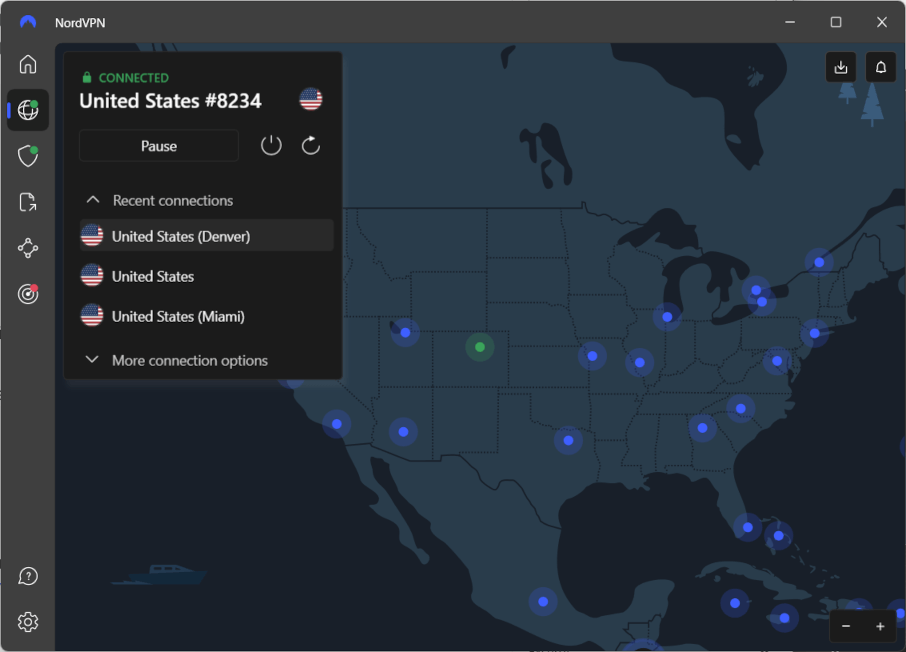 NordVPN connected to Denver