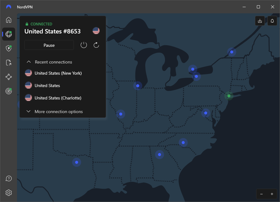 NordVPN app for North Carolina