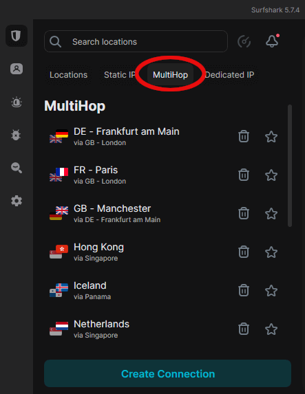 Surfshark MultiHop servers