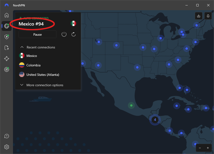 NordVPN for Windows connect to Mexico