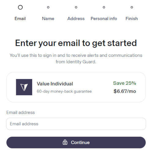 Identity Guard sign up