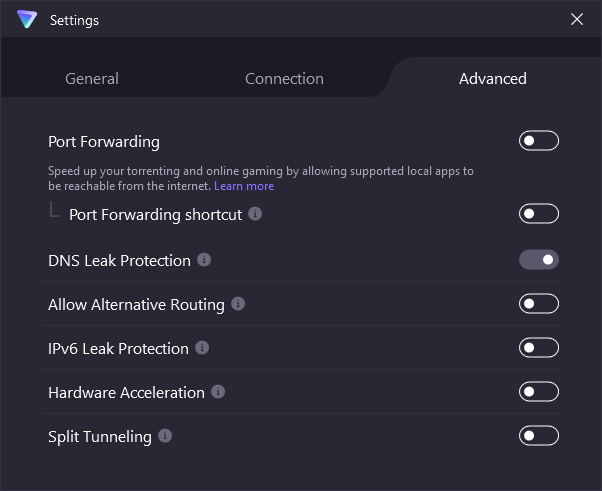 Proton VPN Advanced Settings