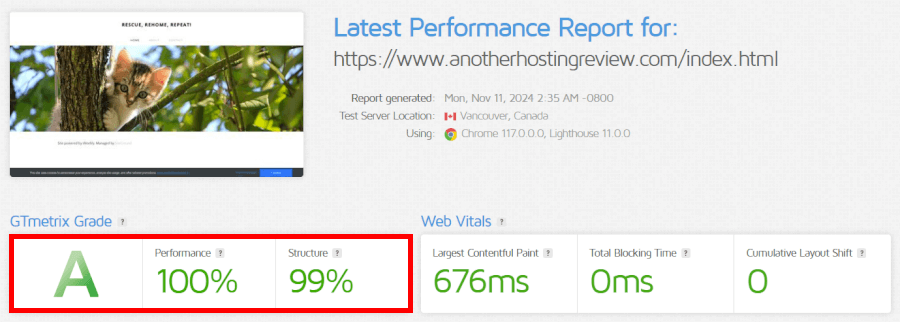 SiteGround  GTmetrix speed test