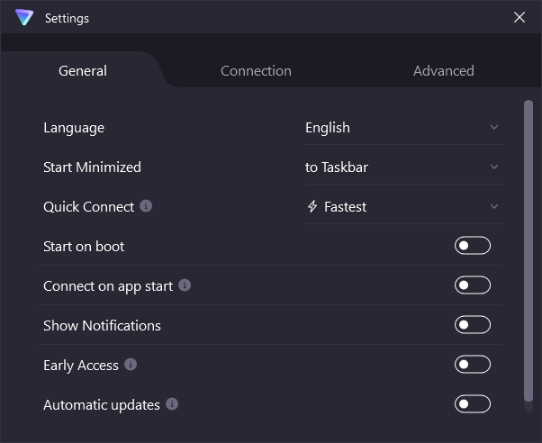 Proton VPN General Settings