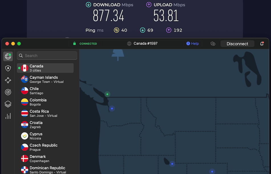 Canada VPN speed tests