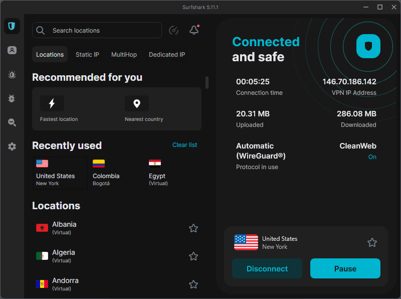 Surfshark VPN has dedicated and static IP