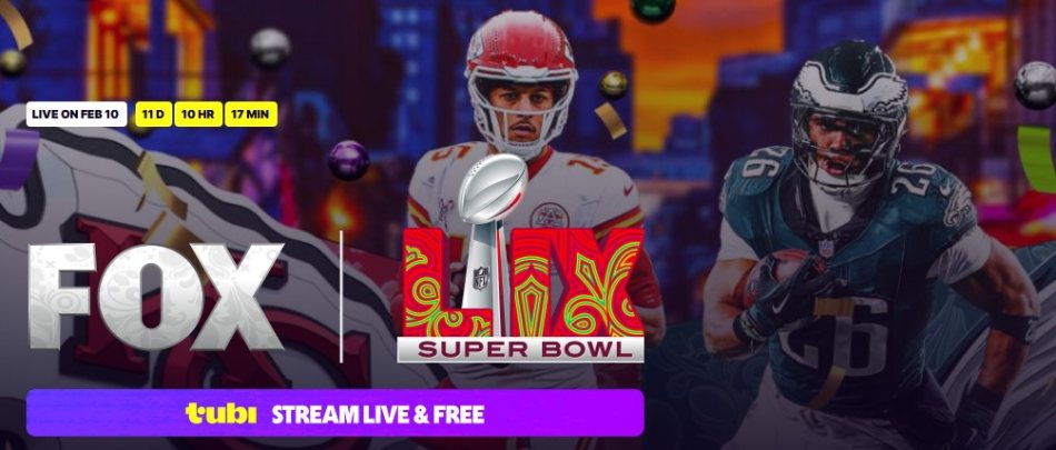 Tubi NFL 59 (LIX) streaming page