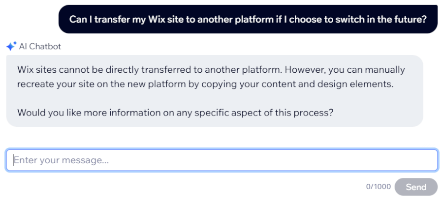 Wix AI chatbot