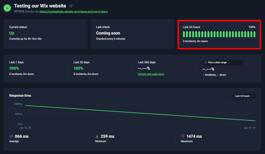 Wix UptimeRobot test