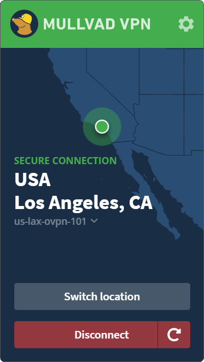 Mullvad VPN app for Windows