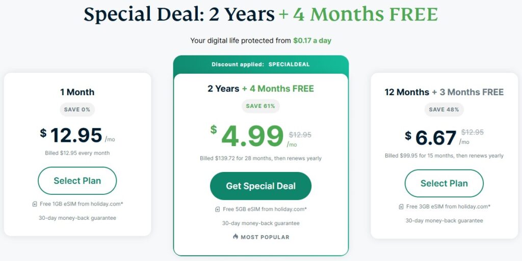 ExpressVPN special deal pricing