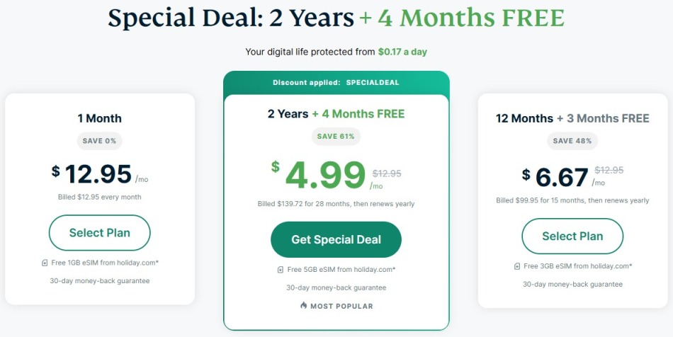 ExpressVPN special deal pricing