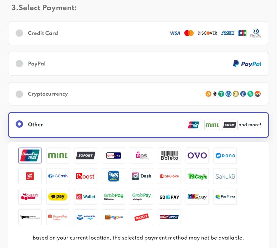 PrivadoVPN payment methods