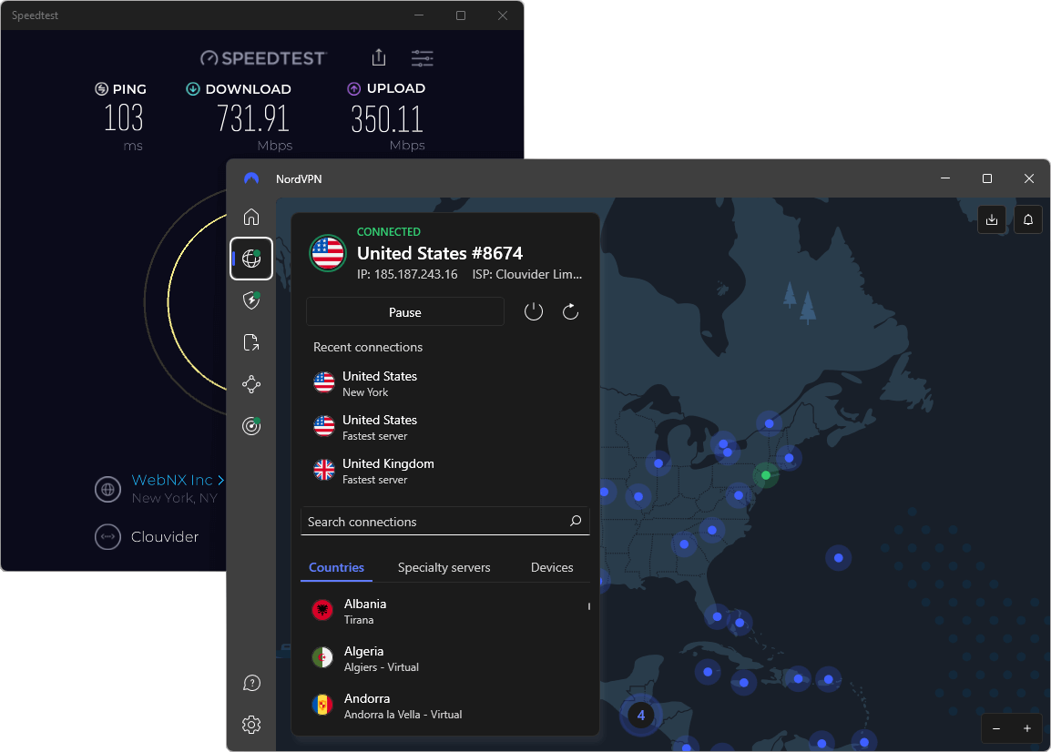 NordVPN 731 Mbps