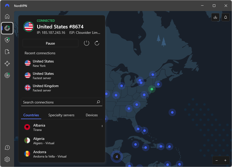 NordVPN app for Windows