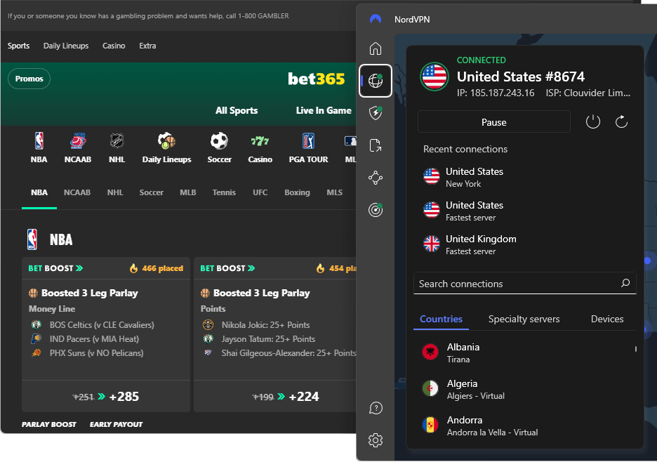 NordVPN with Bet365