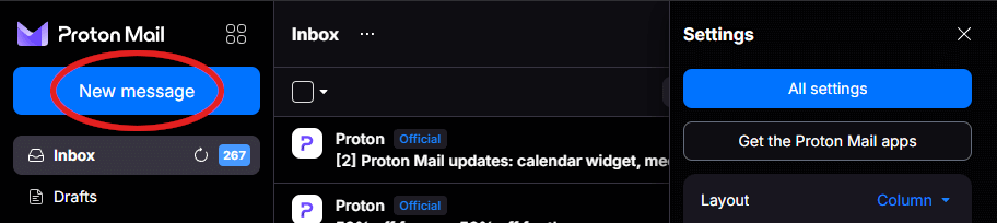 Proton Mail - create a message