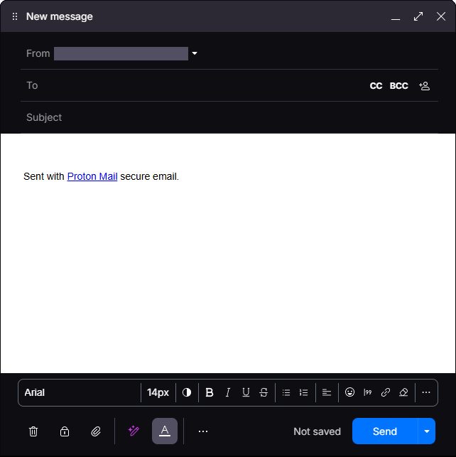 Proton Mail New Message window