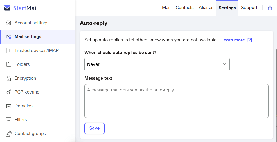 StartMail Auto-Reply