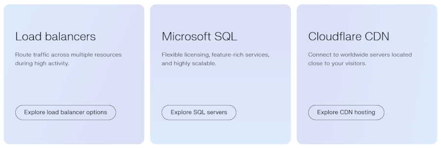Liquid Web add-on options