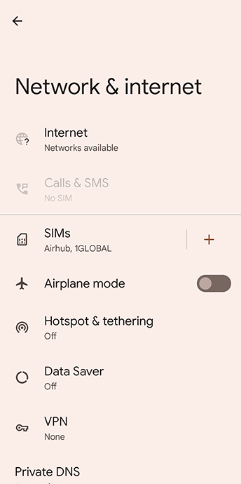 Network & internet settings