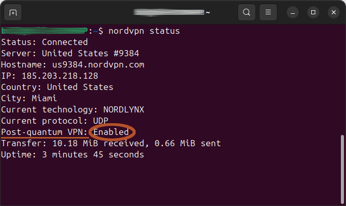 NordVPN Linux CLI with Post-quantum