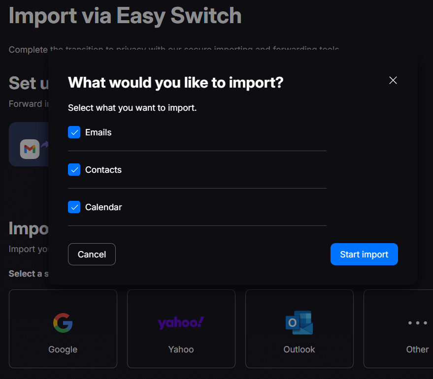 Proton Mail Easy Switch