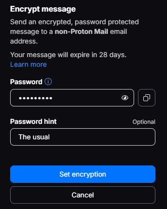 Proton Mail send to non-user