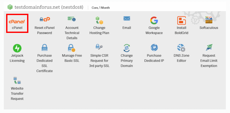 InMotion Hosting dashboard cPanel