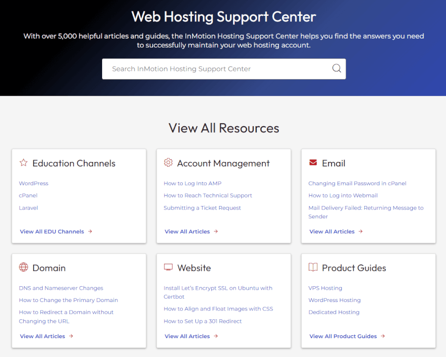 InMotion Hosting help center