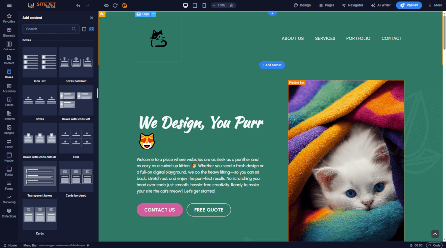 InMotion Hosting site builder