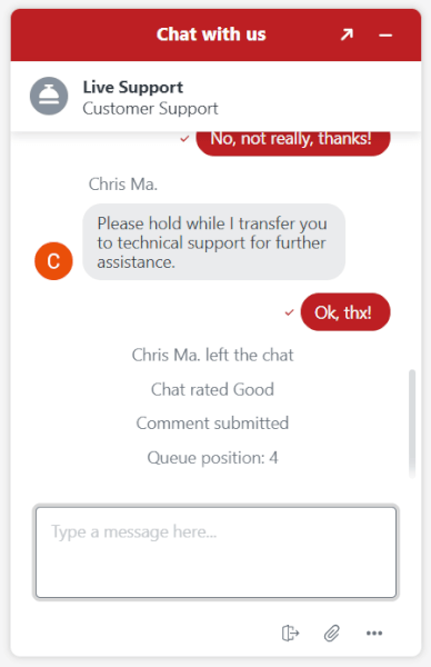 InMotion support chat