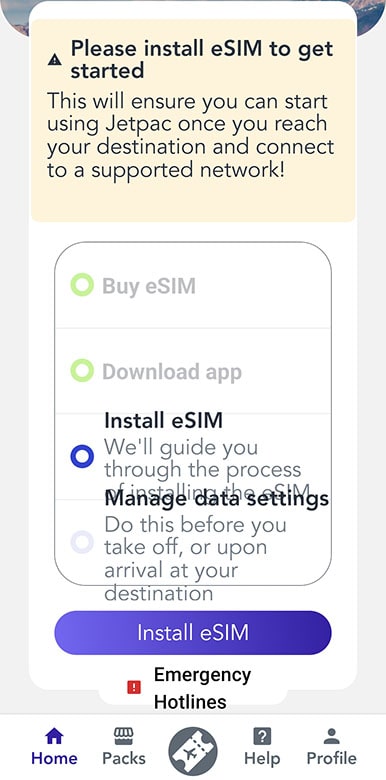 Install an eSIM Jetpac