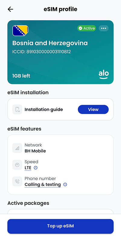 aloSIM active eSIM plan