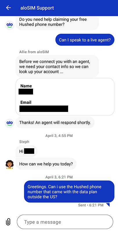 aloSIM customer support
