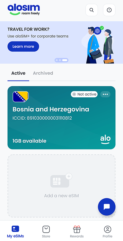 aloSIM main UI