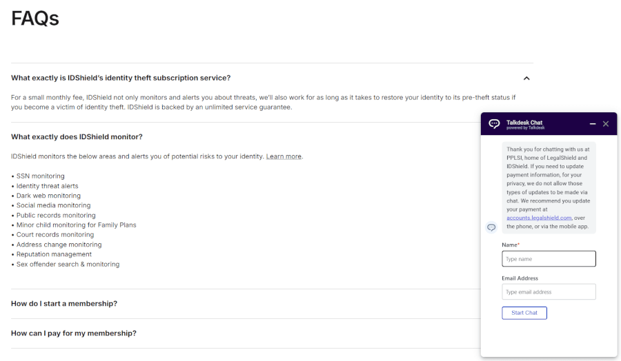 IDShield support FAQ 2025