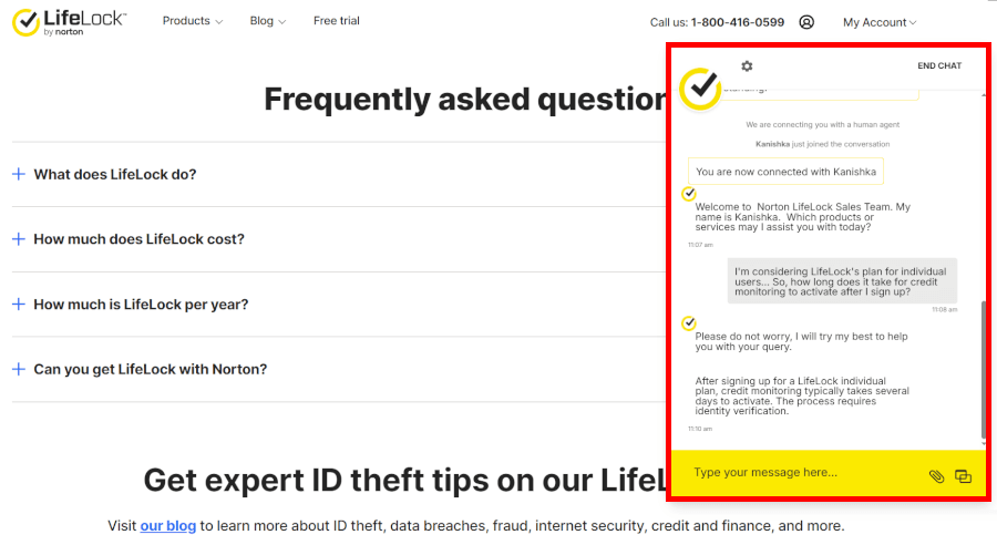 LifeLock AI and chat support 2025