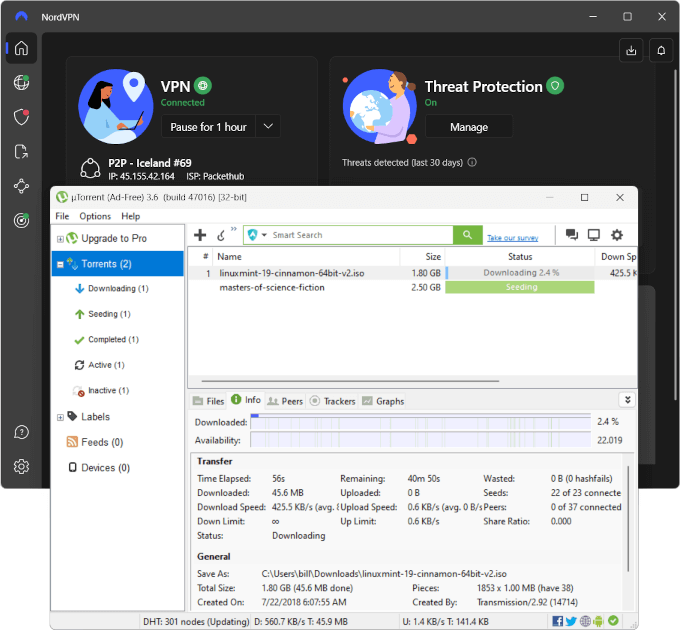 NordVPN and uTorrent working - small