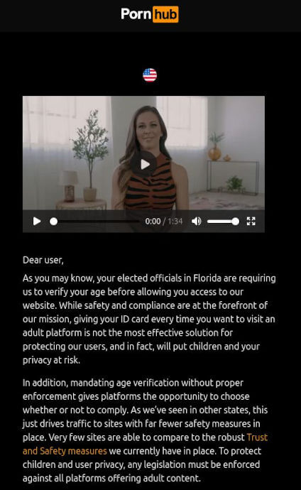 Pornhub blocked in Florida