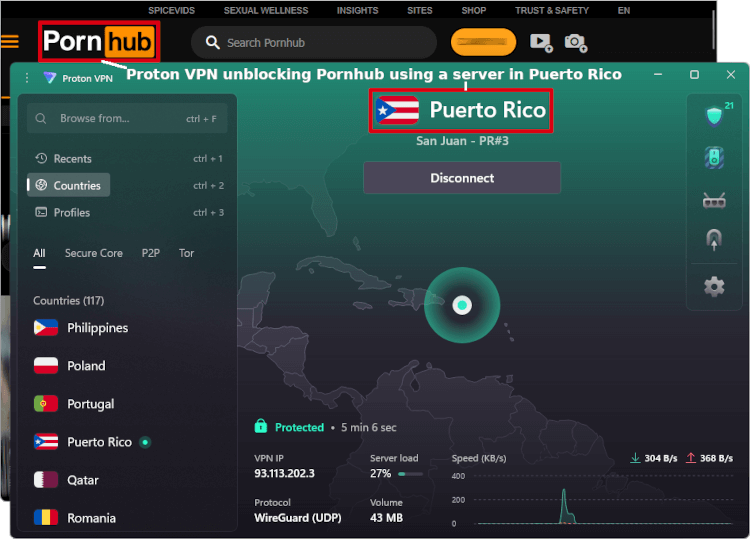 Proton VPN unblocks Pornhub