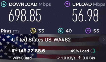 Proton VPN speed 698Mbps