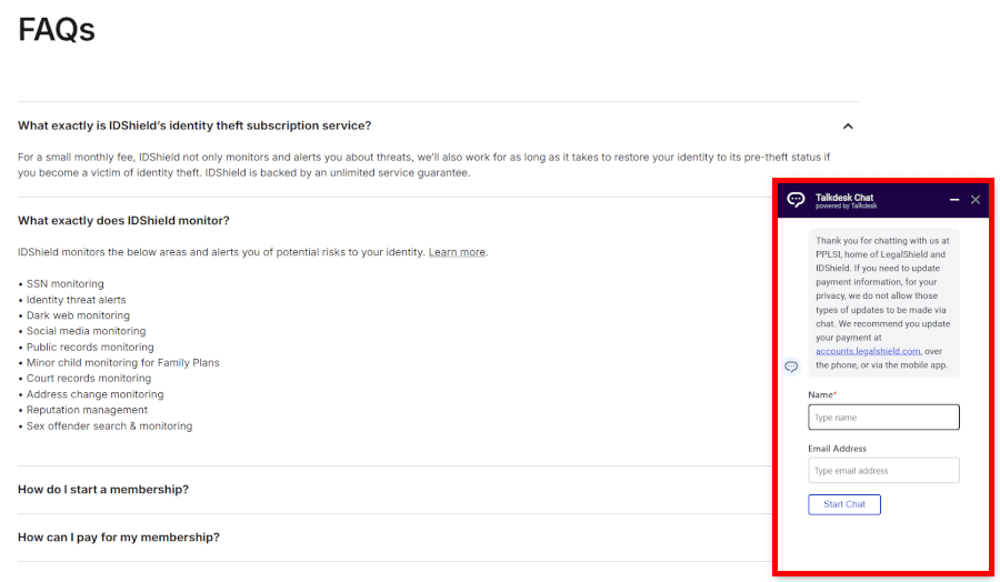 IDShield support FAQ 2025