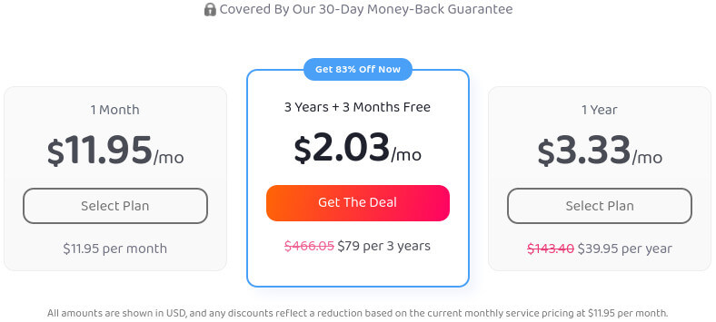 Screenshot of Private Internet Access (PIA) pricing