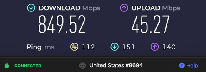 NordVPN 2025 speed test New York